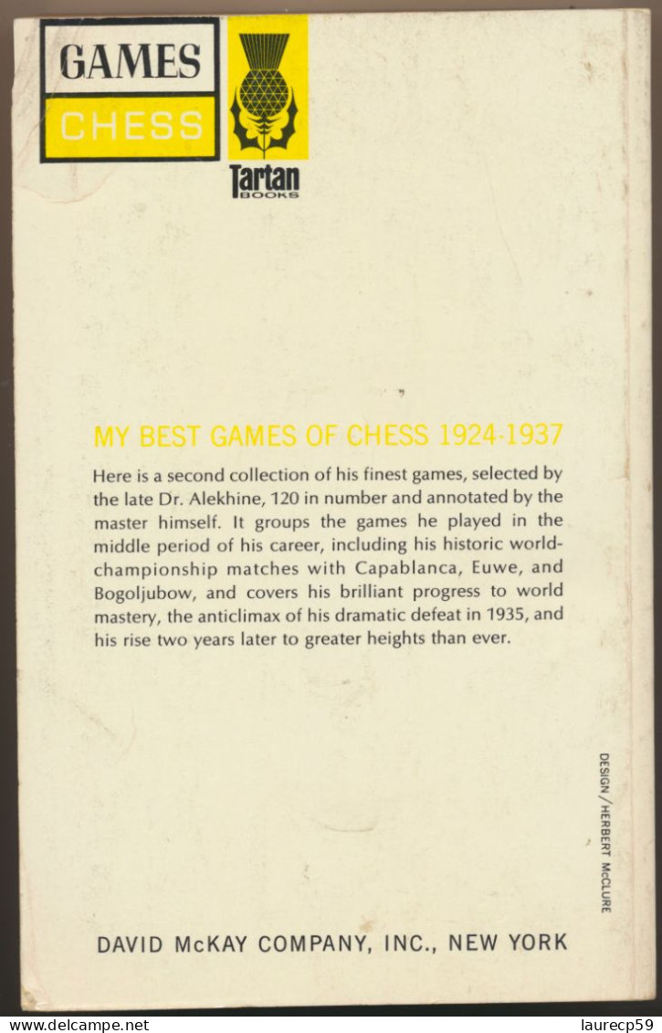 Livre ECHECS - A. ALEKHINE - My Best Games Of Chess - 1924 - 1937 - Jeux De Société