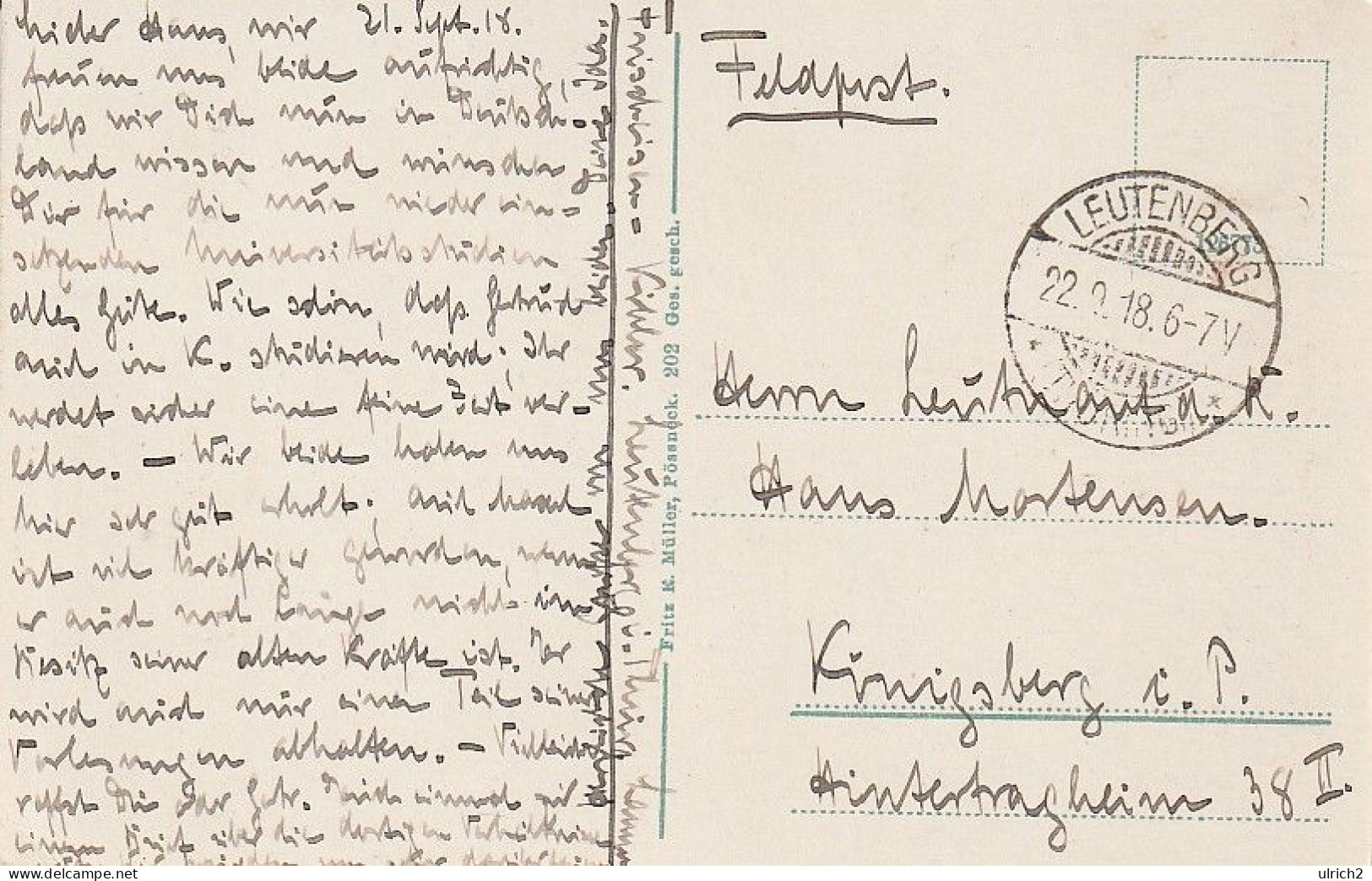 AK Leutenberg In Thüringen - Feldpost 1918 (65018) - Leutenberg