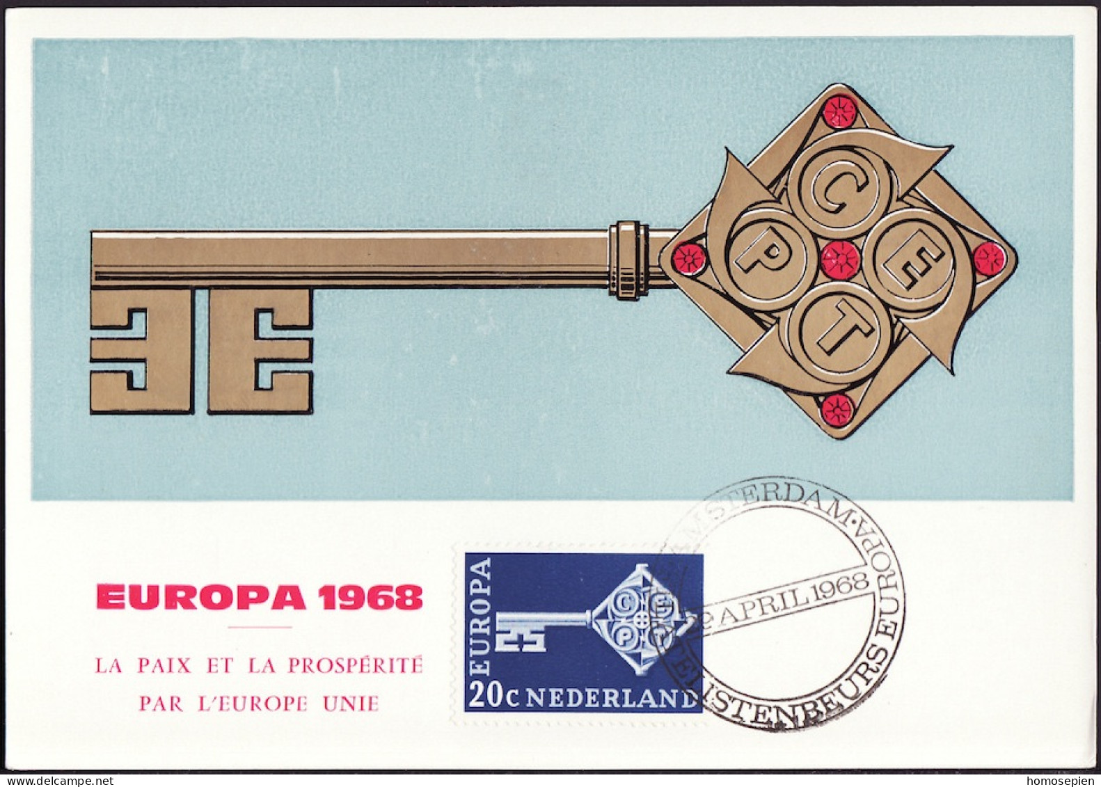 Europa CEPT 1968 Pays Bas - Netherlands - Niederlande CM Y&T N°871 - Michel N°MK899 - 20c EUROPA - 1968