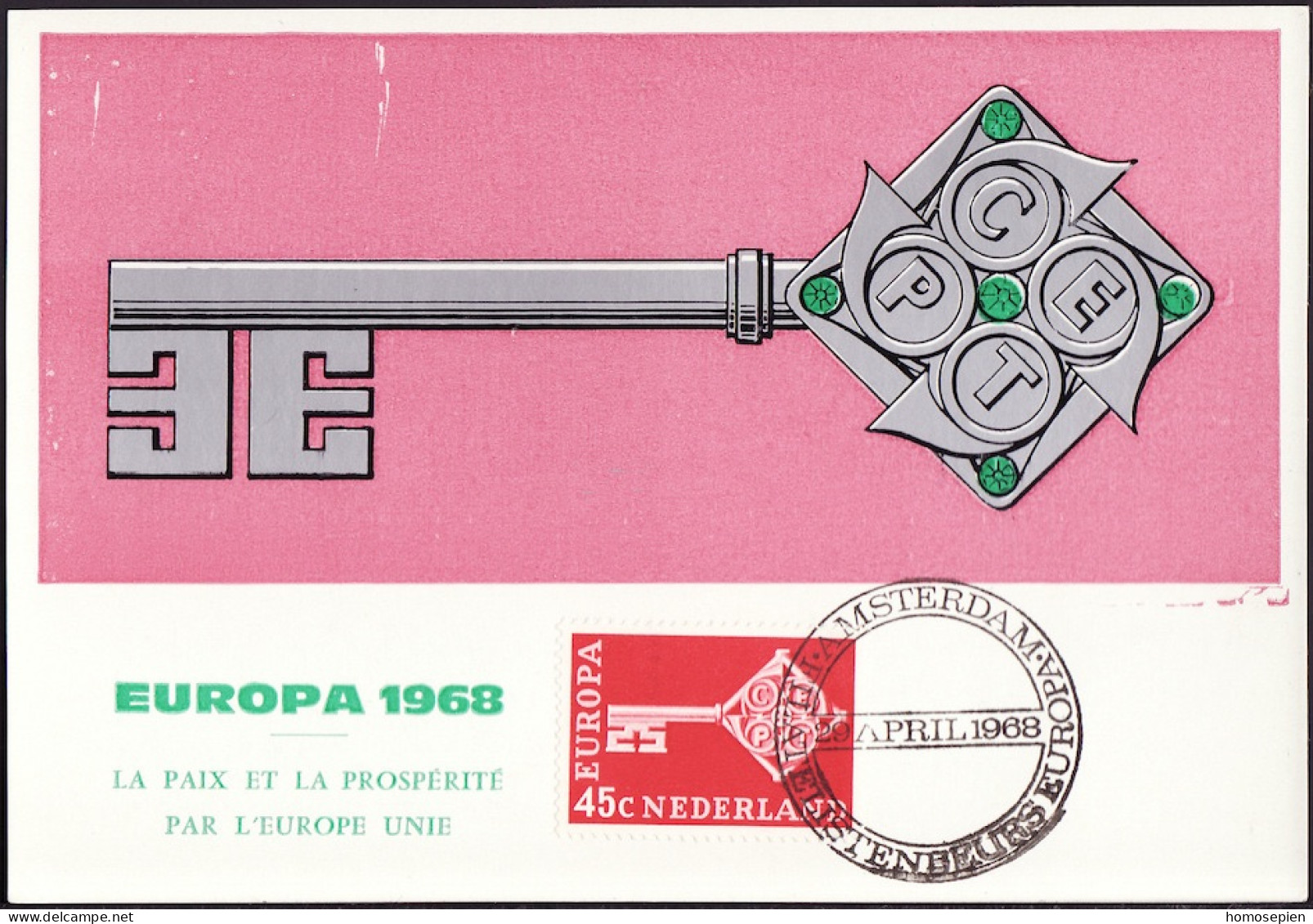 Europa CEPT 1968 Pays Bas - Netherlands - Niederlande CM Y&T N°872 - Michel N°MK900 - 45c EUROPA - 1968