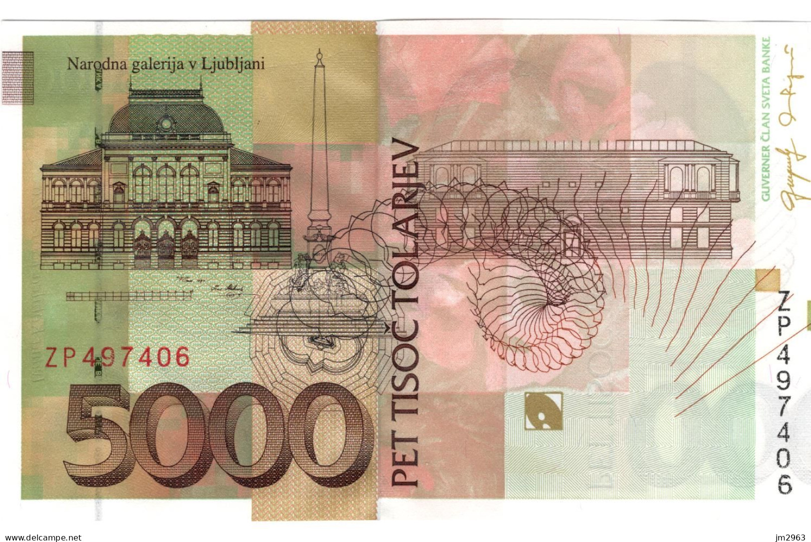 SLOVENIE 5000 TOLARS 15.01.2002 UNC  ZP 497406 - Slovénie