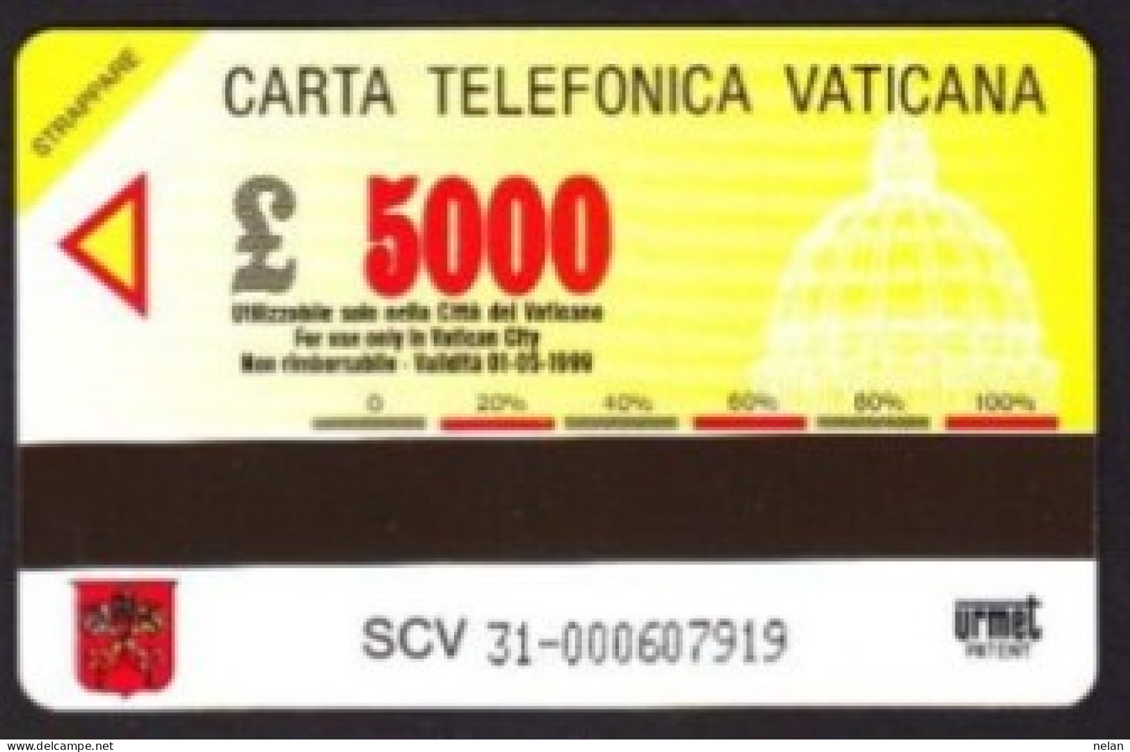 SCHEDA TELEFONICA  - ITALIA - VATICANO - URMET - NUOVA - GIARDINI VATICANI TRATTO DI MURA E TORRE S. GIOVANNI - Vaticano