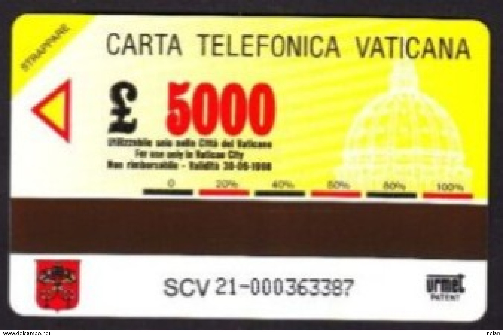 SCHEDA TELEFONICA  - ITALIA - VATICANO - URMET - VIAGGI DEL SANTO PADRE - ITALIA 1989 - 1994 - Vaticano