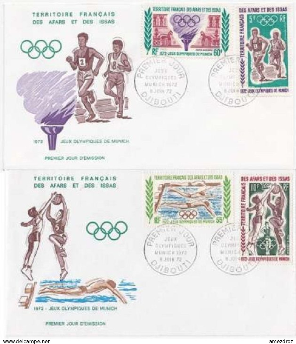 Afars Et Issas 1972 FDC Premier Jour Jeux Olympique De Munich (1) - Storia Postale