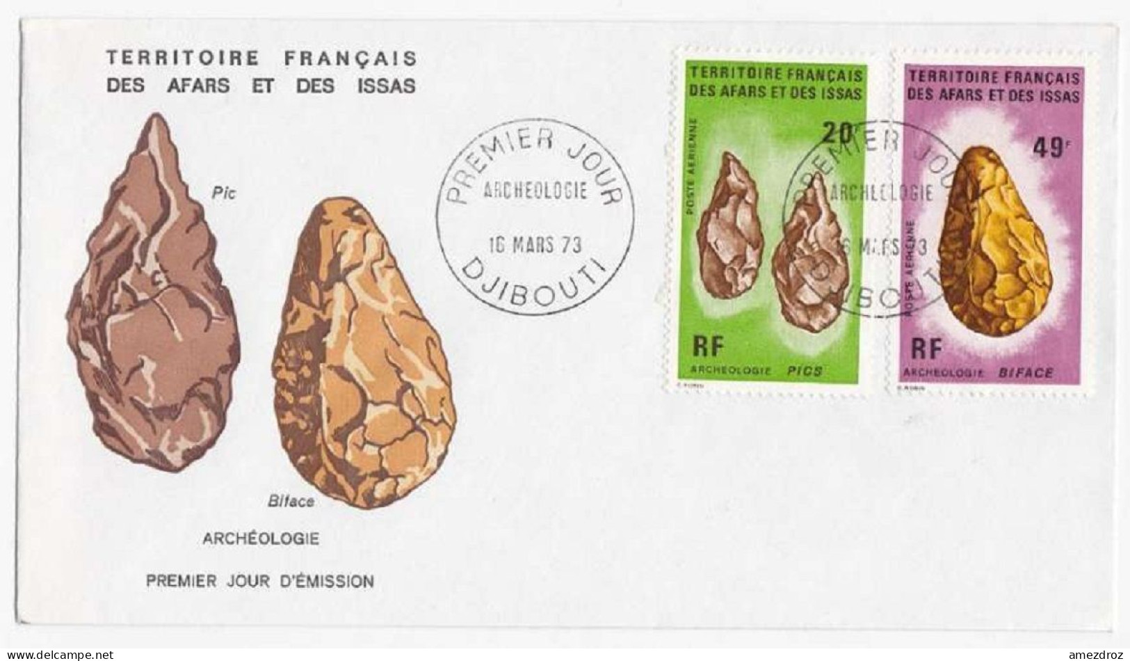 Afars Et Issas 1973 FDC Premier Jour Archéologie (1) - Cartas & Documentos