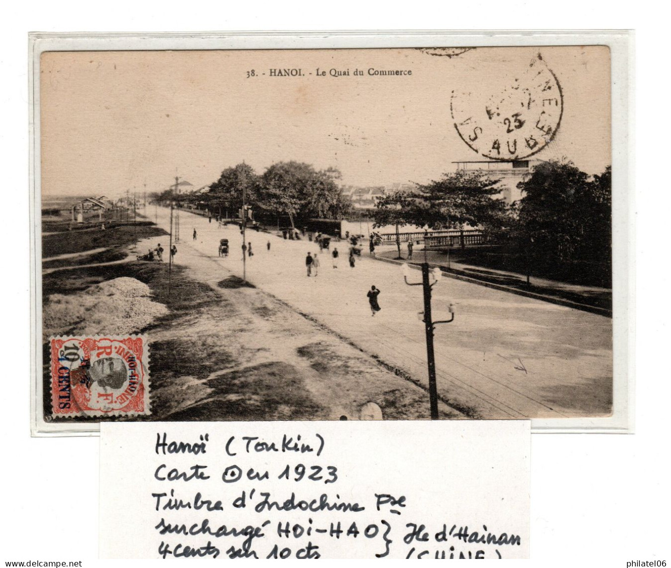 CARTE POSTALE AVEC TIMBRE DE HOI-HAO - Brieven En Documenten