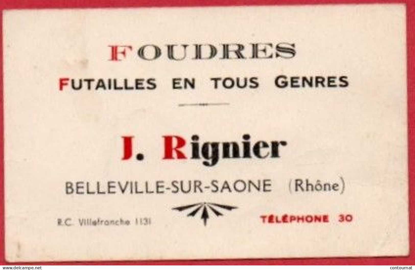 Carte De Visite 69 Rhône BELLEVILLE SUR SAONE Futailles RIGNIER  - F1 - Cartes De Visite