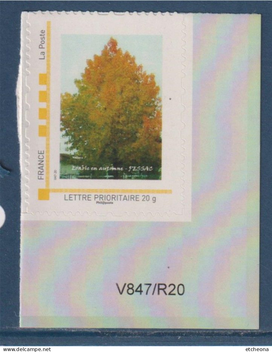 MonTimbraMoi, France -20g Vertical, Série Nature, Erable En Automne Pessac, Type Noeud - Unused Stamps