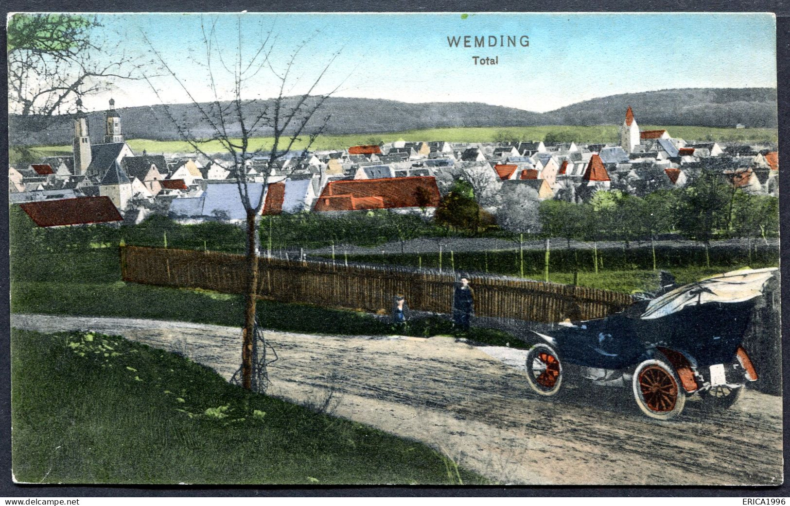 CV3983 GERMANIA BAVIERA WEMDING Panorama Del Paese Con Primo Piano Di Automobile, FP, Viaggiata 1909 Per Monaco, Ottime - Wemding