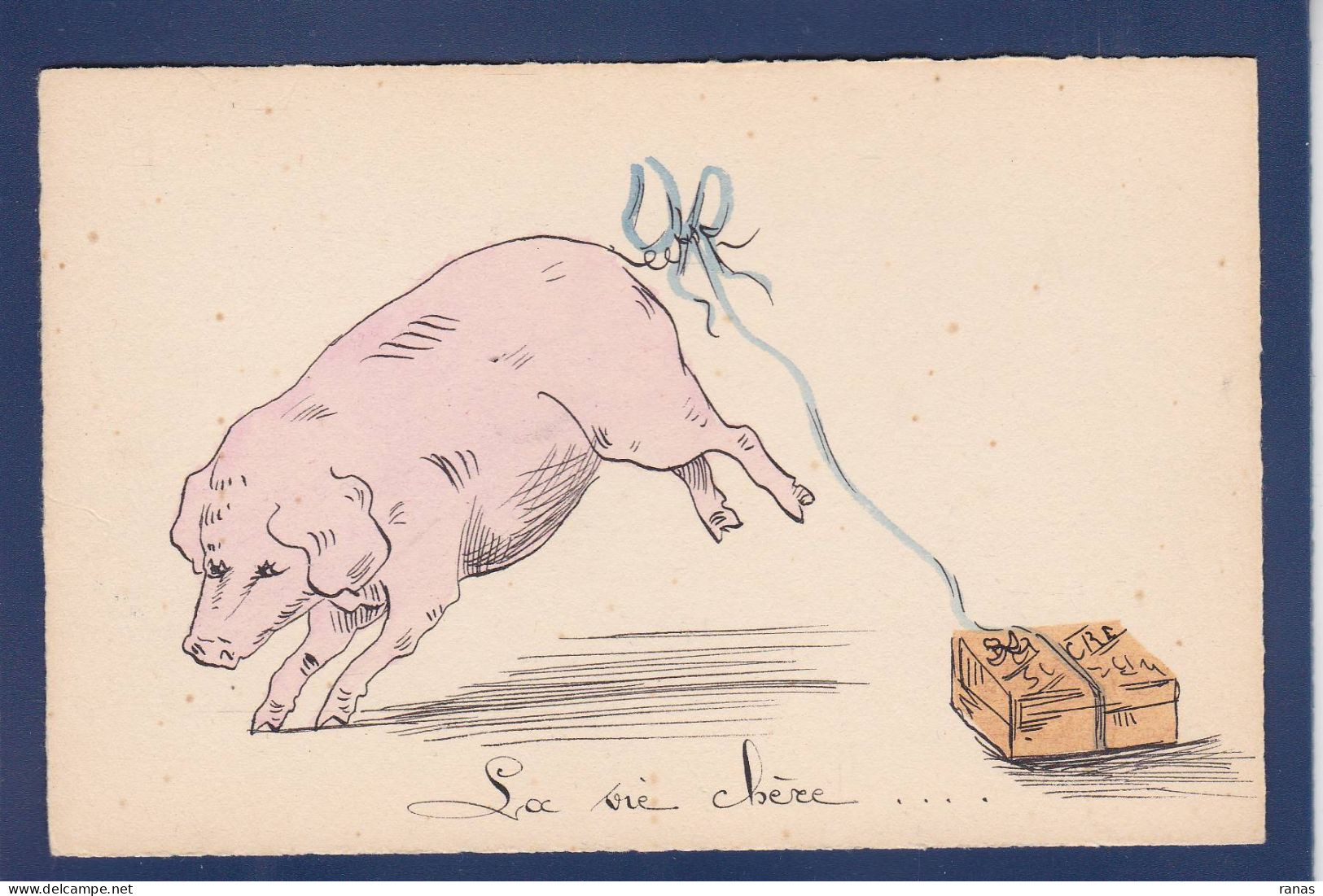 CPA Dessin Original Fait Main Cochon Pig Sucre - Schweine