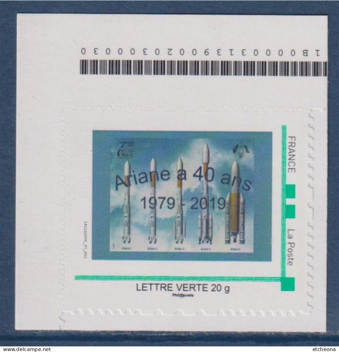 Ariane A 40 Ans 1979-2019 Adhésif TVP LV Coin De Feuille Numéroté 191122005_07_002 Sur Timbres - Unused Stamps