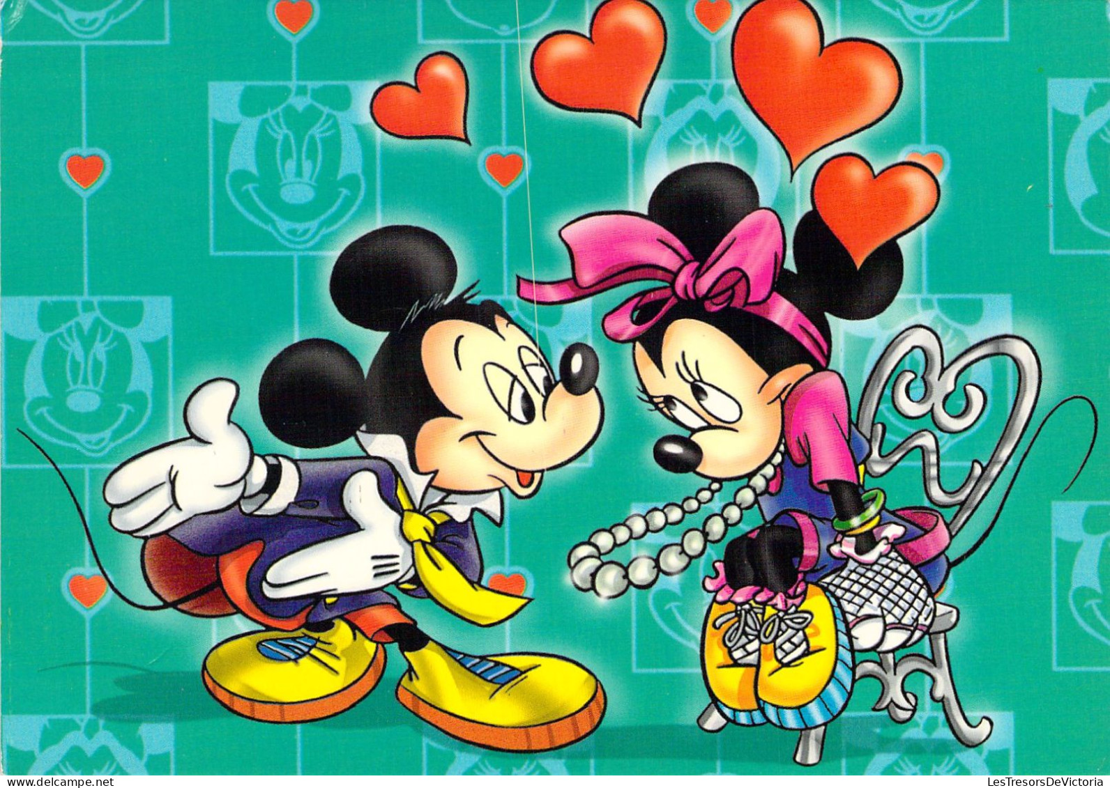 DISNEY - Mickey Et Minnie Amoureux - Carte Postale Ancienne - Autres & Non Classés