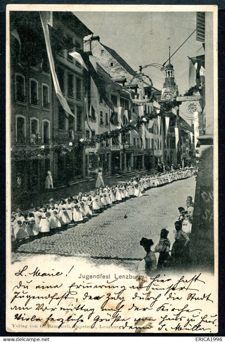 CV3988 SVIZZERA ARGOVIA LENZBURG Festa Della Gioventù, FP, Viaggiata 1901 Per Nembro (Italia), Ottime Condizioni - Lenzburg