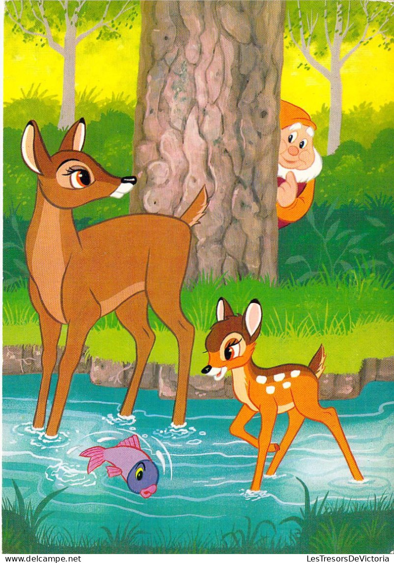 DISNEY - BAMBI Sa Mère Et Un Nain - Carte Postale Ancienne - Altri & Non Classificati