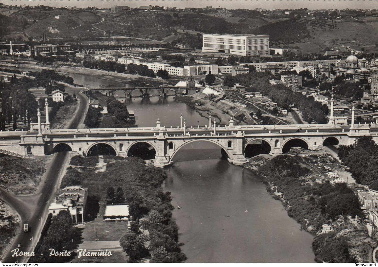 CARTOLINA  ROMA,LAZIO-PONTE FLAMINIO-STORIA,MEMORIA,CULTURA,RELIGIONE,IMPERO ROMANO,BELLA ITALIA,VIAGGIATA 1961 - Ponts