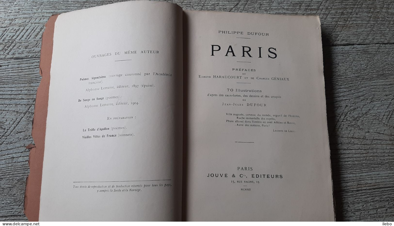 Paris Philippe Dufour 70 Illustrations Dédicacé Au Sculpteur Dhotel  1911 - Ile-de-France