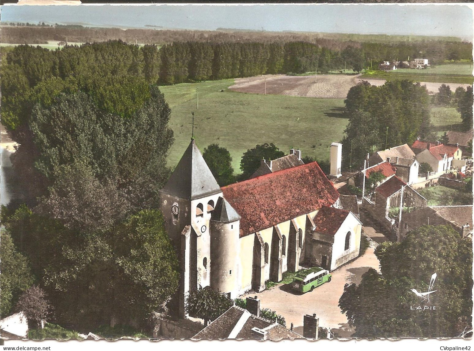 EN AVION AU-DESSUS DE ... CHENY (89) L'Eglise En 1963 (Ed : LAPIE)  CPSM GF - Cheny