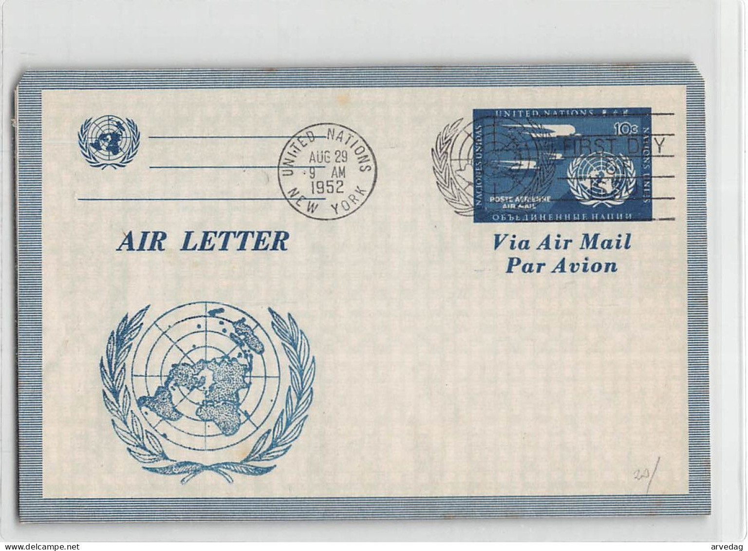 17846 AIR LETTER UNITED NATIONS NEW YORK - Airmail