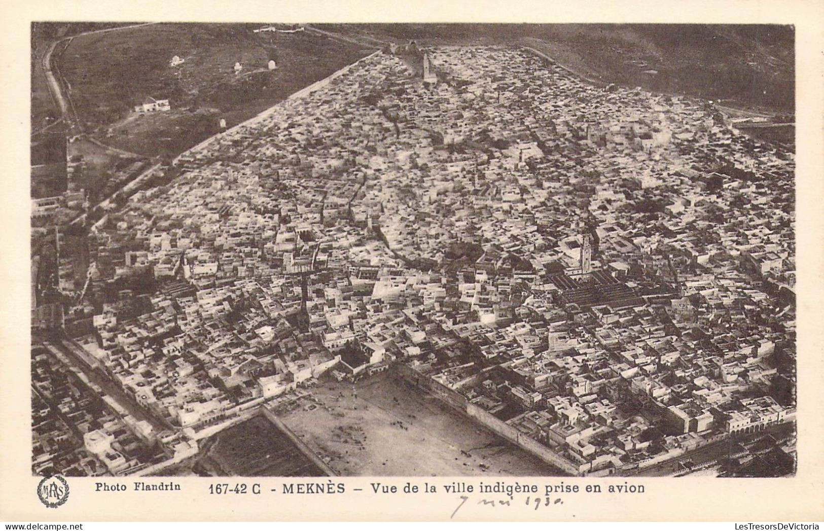 AFRIQUE - MAROC - MEKNES - Vue De La Ville Indigène Prise En Avion - LL - Carte Postale Ancienne - Meknes