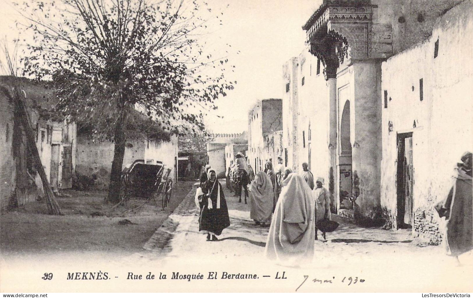 AFRIQUE - MAROC - MEKNES - Rue De La Mosquée El Berdaine - LL - Carte Postale Ancienne - Meknès