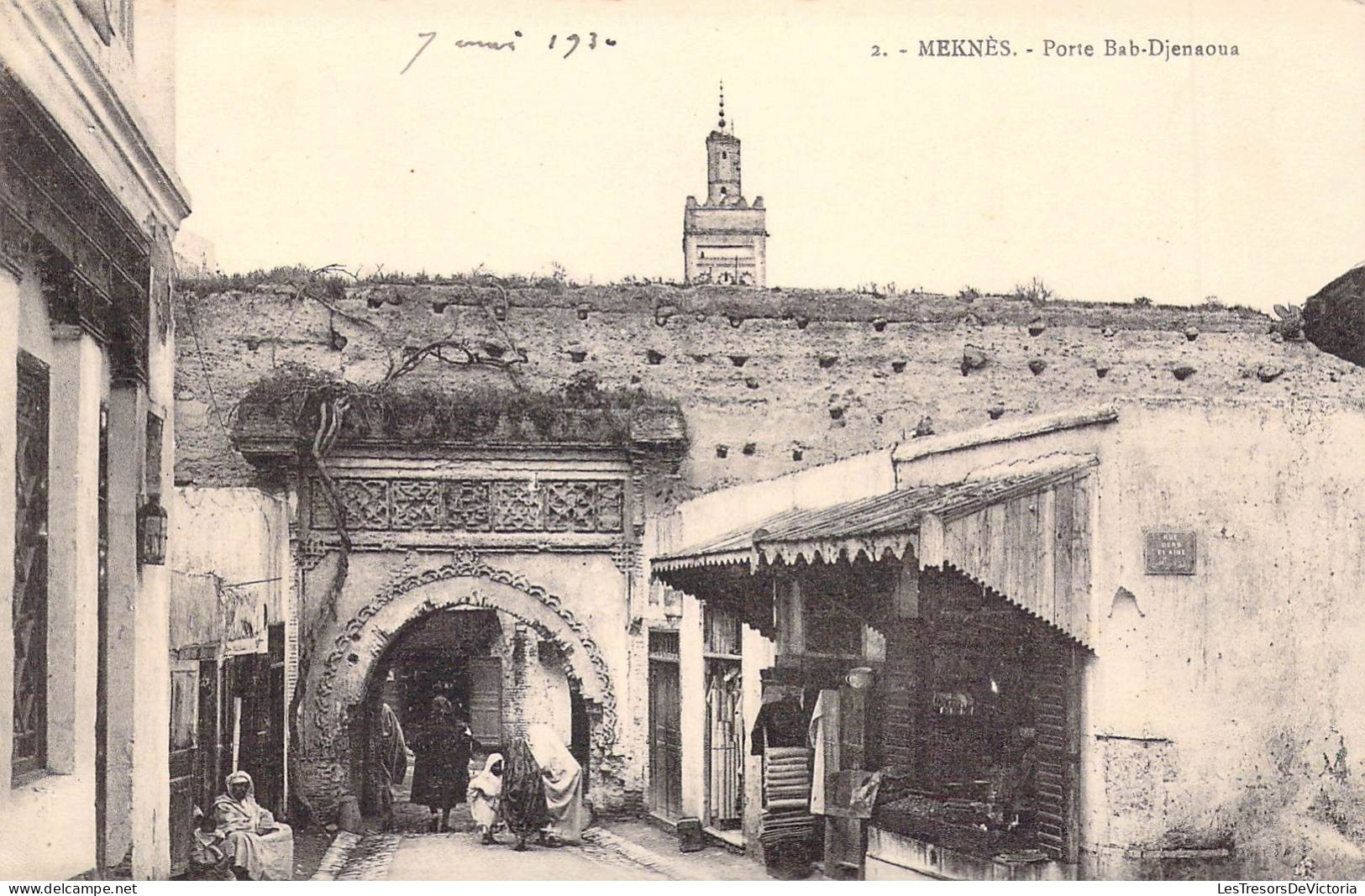 AFRIQUE - MAROC - MEKNES - Porte Bab Djenaoua - LL - Carte Postale Ancienne - Meknès