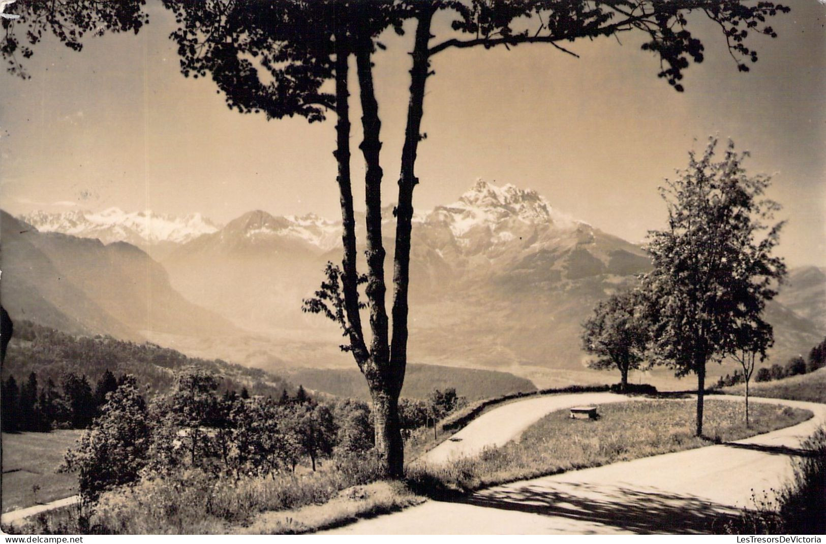 SUISSE - Pour Villars  - La Route Est Belle - Glacier Du Trient Et Les Dents Du Midi - Carte Postale Ancienne - Villars-les-Moines