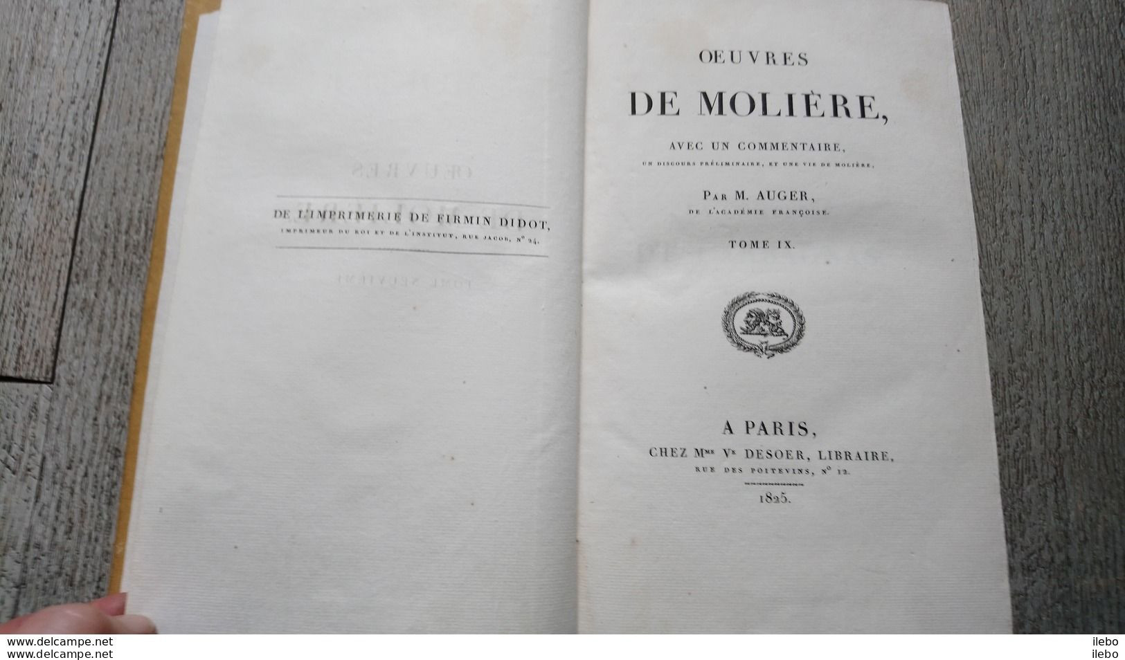 Oeuvres De Molière Tome 9 Auger 1825 La Comtesse D'escarbagnas Les Femmes Savantes Le Malade Imaginaire Poésies - Auteurs Français