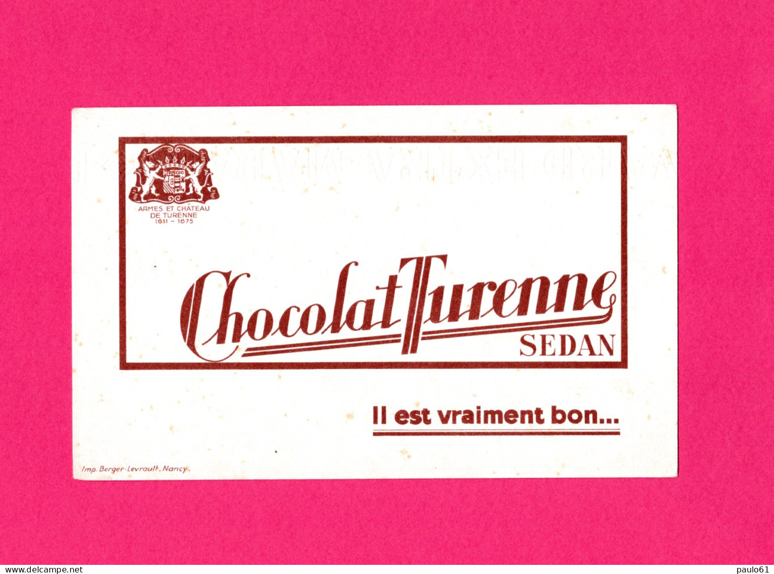 BUVARD & Blotting Paper : Chocolat TURENNE  SEDAN  - Chocolat