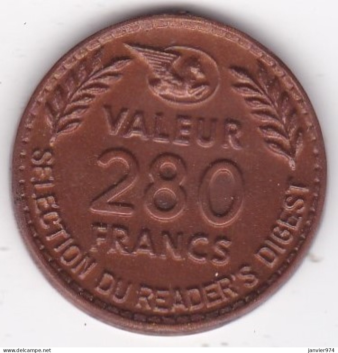 Jeton En Plastique Valeur 280 Francs Selection Du Reader's Digest  - Monedas / De Necesidad