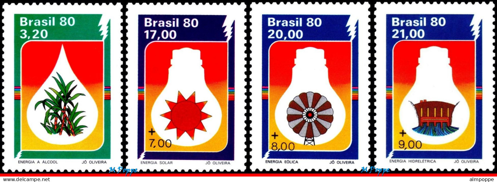 Ref. BR-1680-83 BRAZIL 1980 - ENERGY ALTERNATIVES,ALCOHOL, SOLAR, WIND, HYDRO, SET MNH, SCIENCE 4V Sc# 1680-83 - Agua