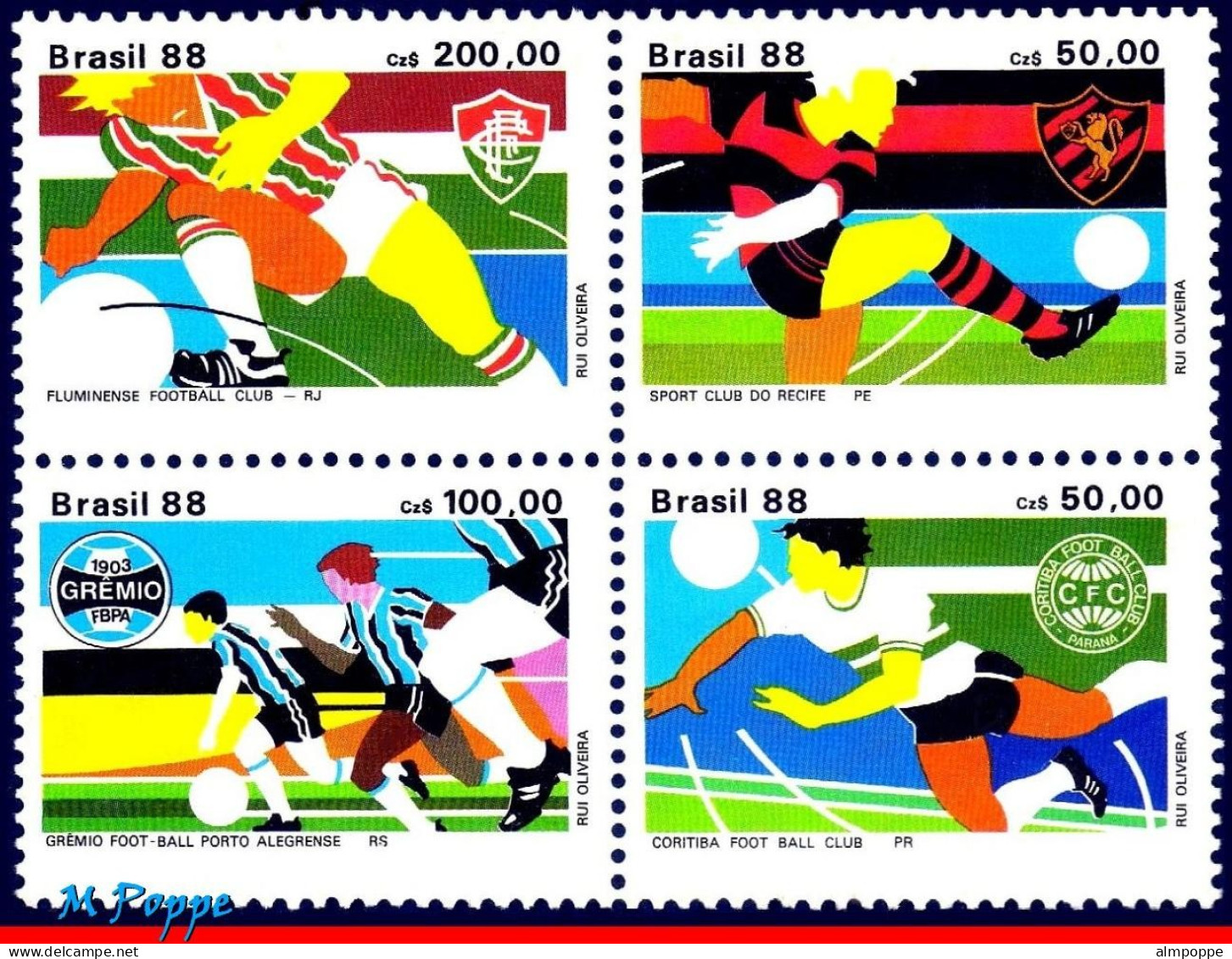 Ref. BR-2112+49A BRAZIL 1988 - 1987, FAMOUS CLUBS,CHAMPIONSHIP, SETS MNH, FOOTBALL SOCCER 8V Sc# 2112+2149A - Clubs Mythiques
