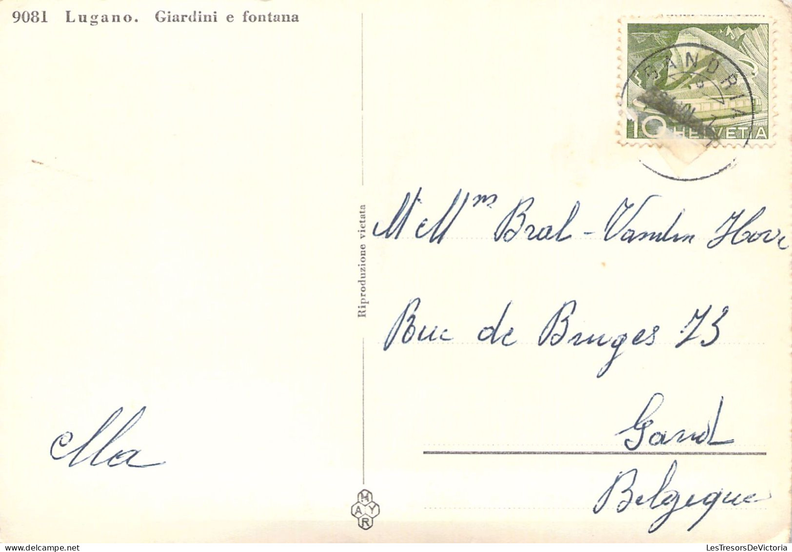 SUISSE - LUGANO - Giardini E Fontana - Carte Postale Ancienne - Lugano