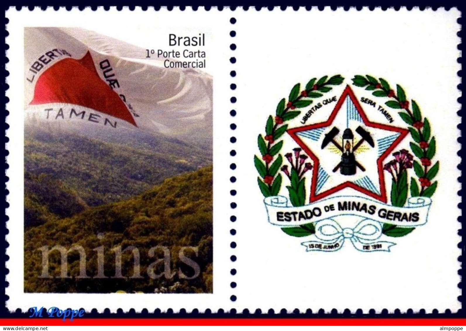 Ref. BR-3211-12-1 BRAZIL 2012 - MINAS GERAIS VE AND HO,FLAGS, WORLD, PERSONALIZED MNH, CITIES 2V Sc# 3211-12 - Personnalisés