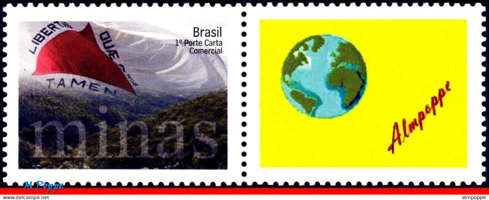 Ref. BR-3211-12-1 BRAZIL 2012 - MINAS GERAIS VE AND HO,FLAGS, WORLD, PERSONALIZED MNH, CITIES 2V Sc# 3211-12 - Personnalisés