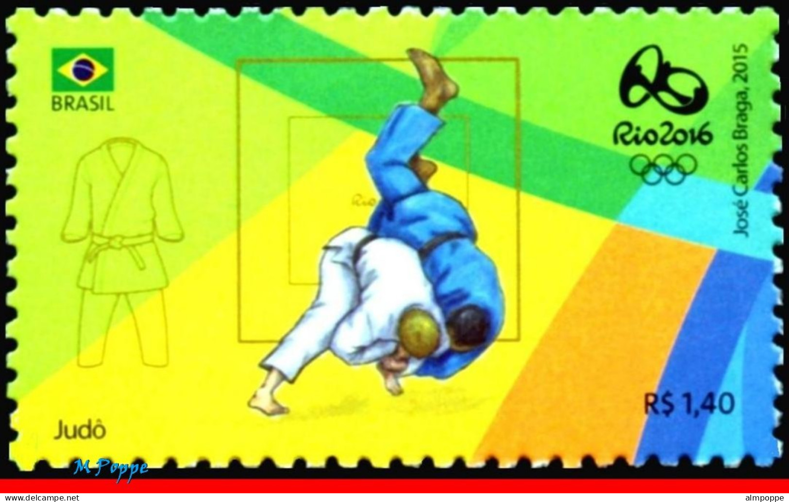 Ref. BR-3318F BRAZIL 2015 - OLYMPIC GAMES, RIO 2016,JUDO, STAMP OF 4TH SHEET, MNH, SPORTS 1V Sc# 3318F - Sommer 2016: Rio De Janeiro