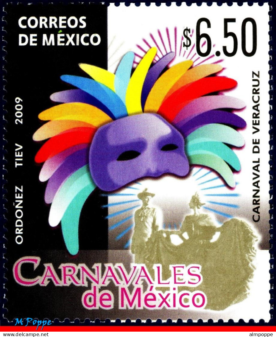 Ref. MX-2615 MEXICO 2009 - CARNIVAL, MASCARA,MNH, ART 1V Sc# 2615 - Carnevale