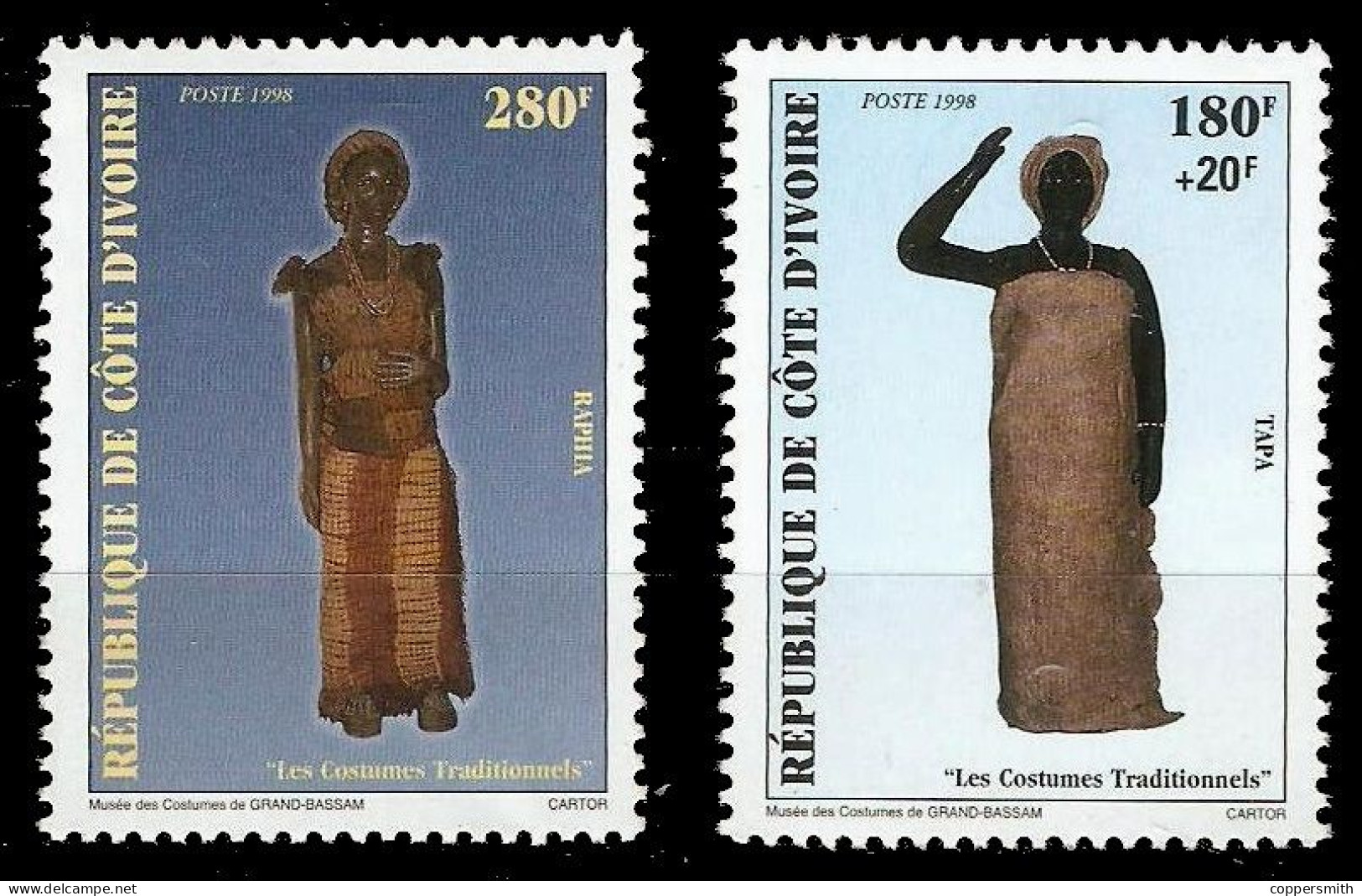 (085) Ivory Coast / Cote Ivoire Culture / Costumes / 180+20 / Rare / Scarce  Mnh / **  Michel A1199-1200 - Côte D'Ivoire (1960-...)