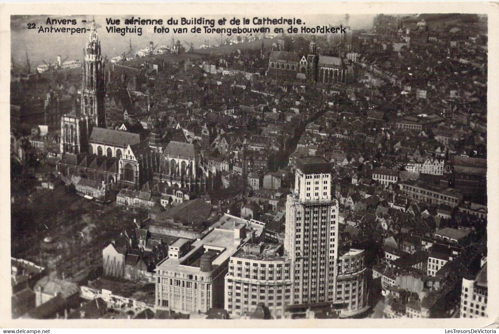 BELGIQUE - Anvers - Vue Aérienne Du Building Et De La Cathédrale - Carte Postale Ancienne - Antwerpen