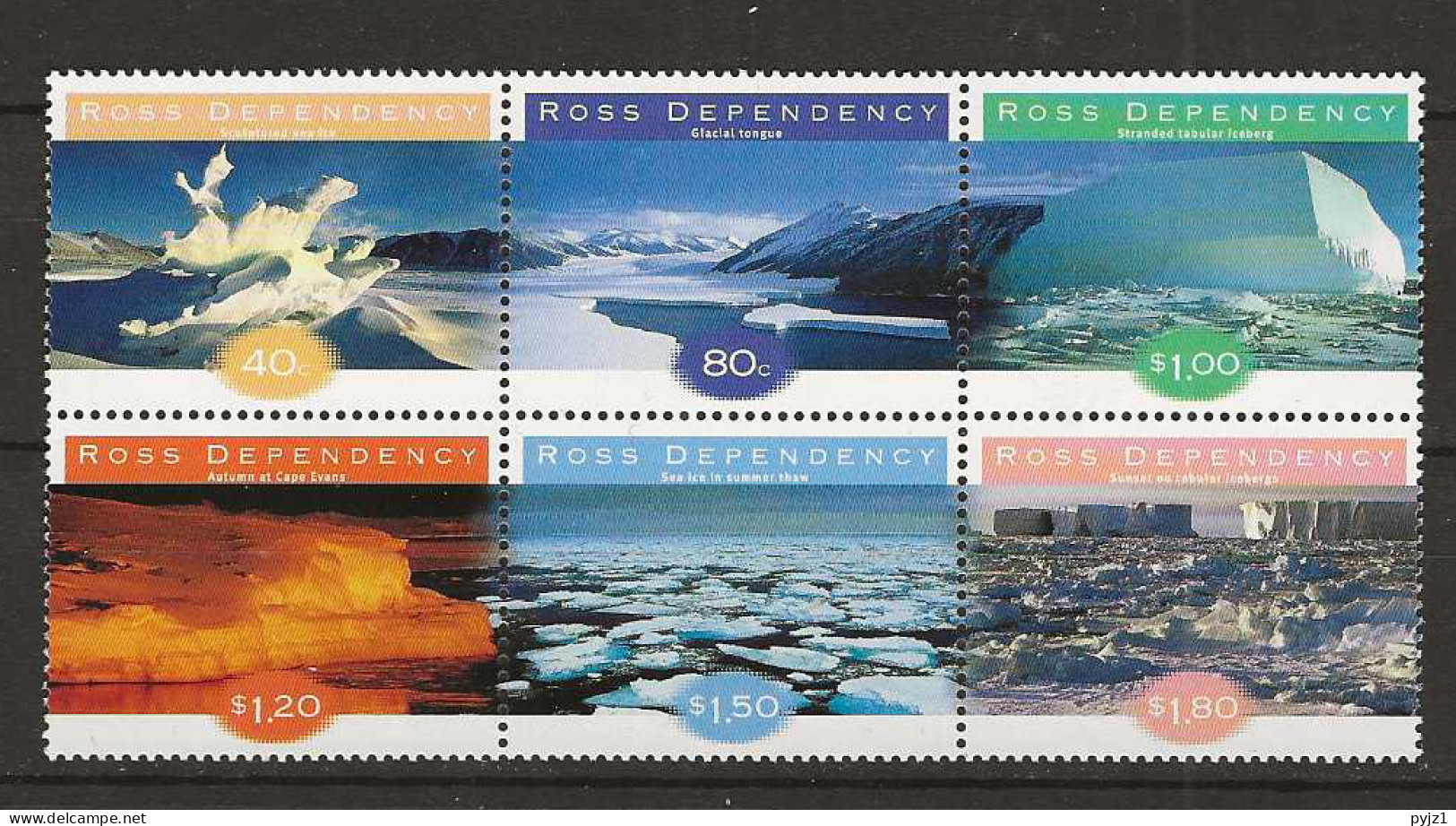 1998  MNH Ross Dependency Mi 54-59 Block Of 6 Postfris** - Ongebruikt