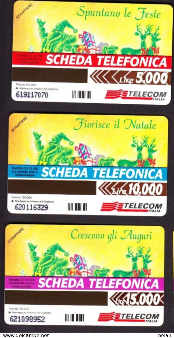 SCHEDA TELEFONICA - ITALIA - TELECOM - NUOVA - SPUNTANO LE FESTE - 3 SCHEDE NUOVE - SERIA COMPLETA - Öff. Sonderausgaben