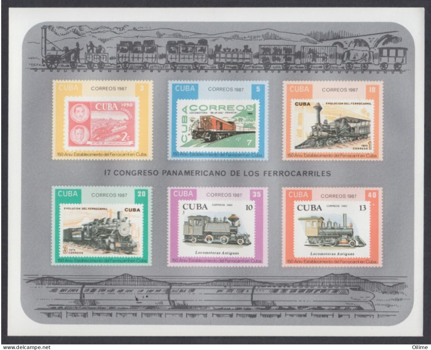 CUBA 1989. CONGRESO PANAMERICANO DE FERROCARRILES. MNH. FORMATO ESPECIAL - Neufs