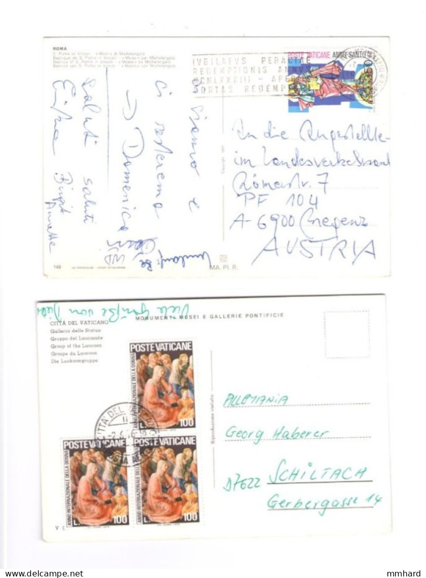 2 Stk Karten Poste Vaticane Vatikan - Covers & Documents