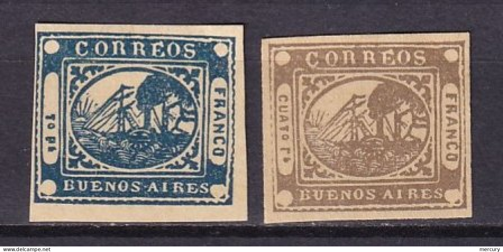 ARGENTINE _ BUENOS AIRES - 2 Valeurs De 1858/9 FAUX - Buenos Aires (1858-1864)