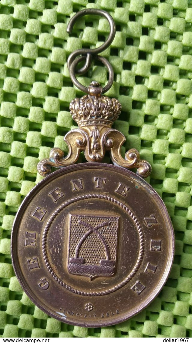 Medaille -  Gemeente Zele - Oost-Vlaanderen 1898 - Vaandelfeest Sint - Jozefscilde 1ste. Mei 1898 - Gemeentepenningen