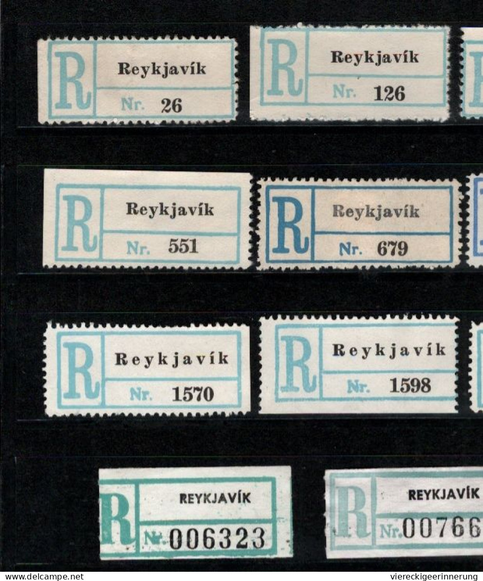 ! 2 Briefe + 29 R-Zettel Aus Island, Iceland, Reykjavik, Einschreibzettel, Reco Label - Sonstige & Ohne Zuordnung