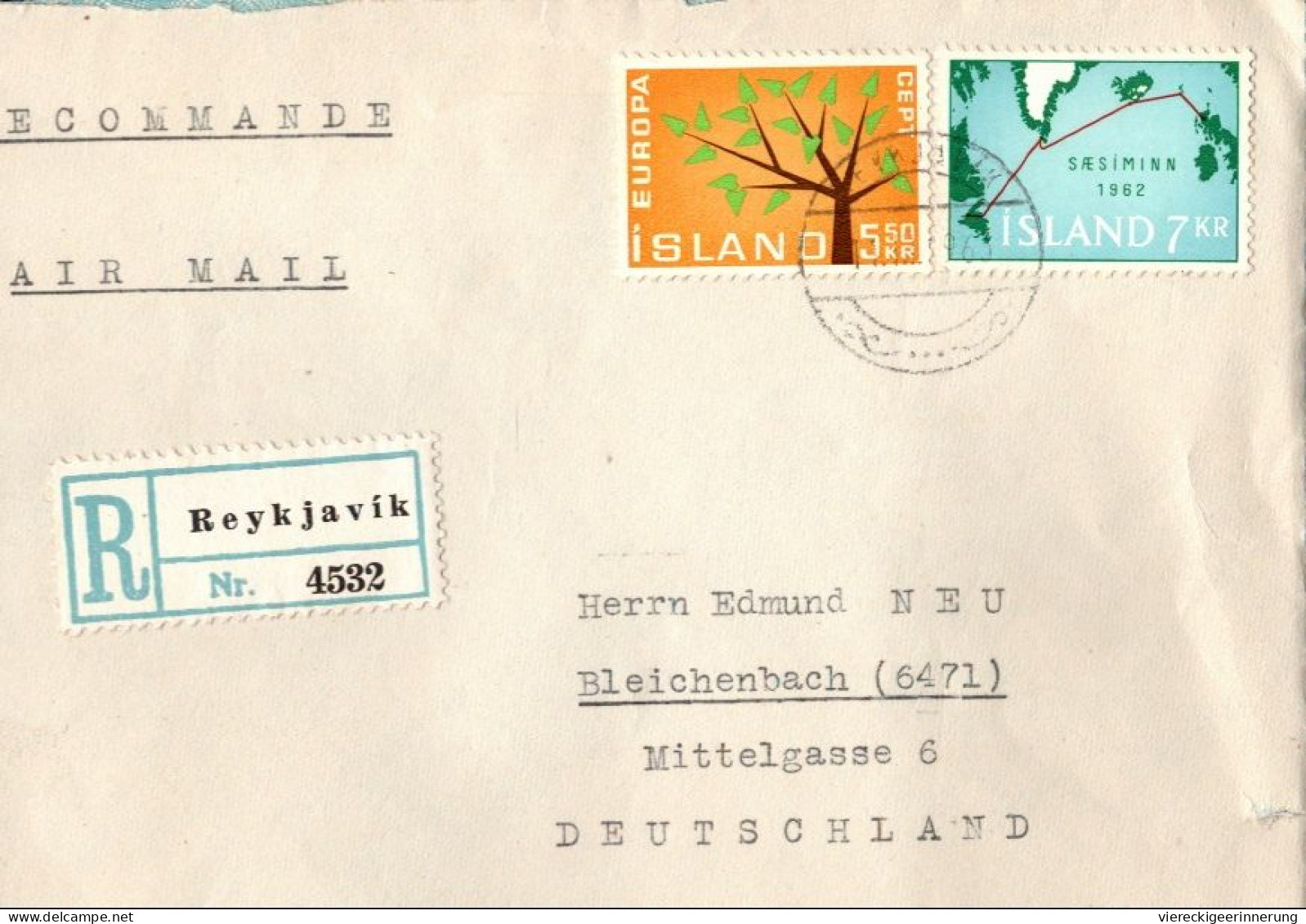 ! 2 Briefe + 29 R-Zettel aus Island, iceland, Reykjavik, Einschreibzettel, Reco Label