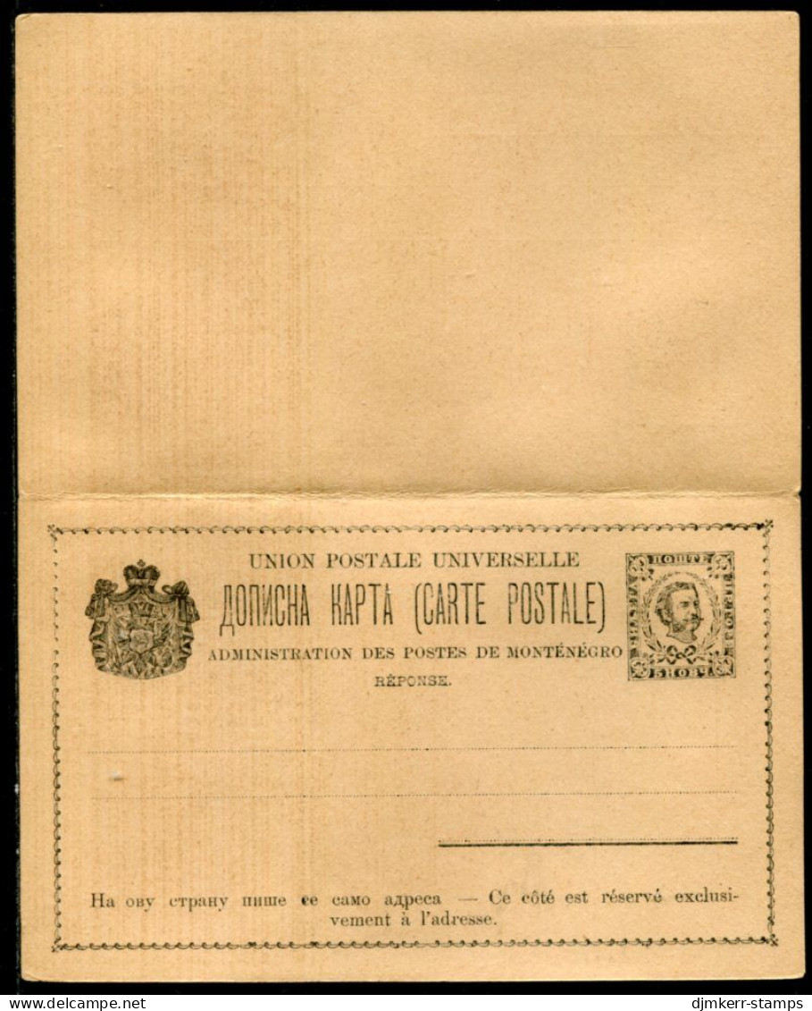MONTENEGRO 1894 Prince Nikola  5+5 Nkr.reply-paid Card, Unused.  Michel P13b - Montenegro