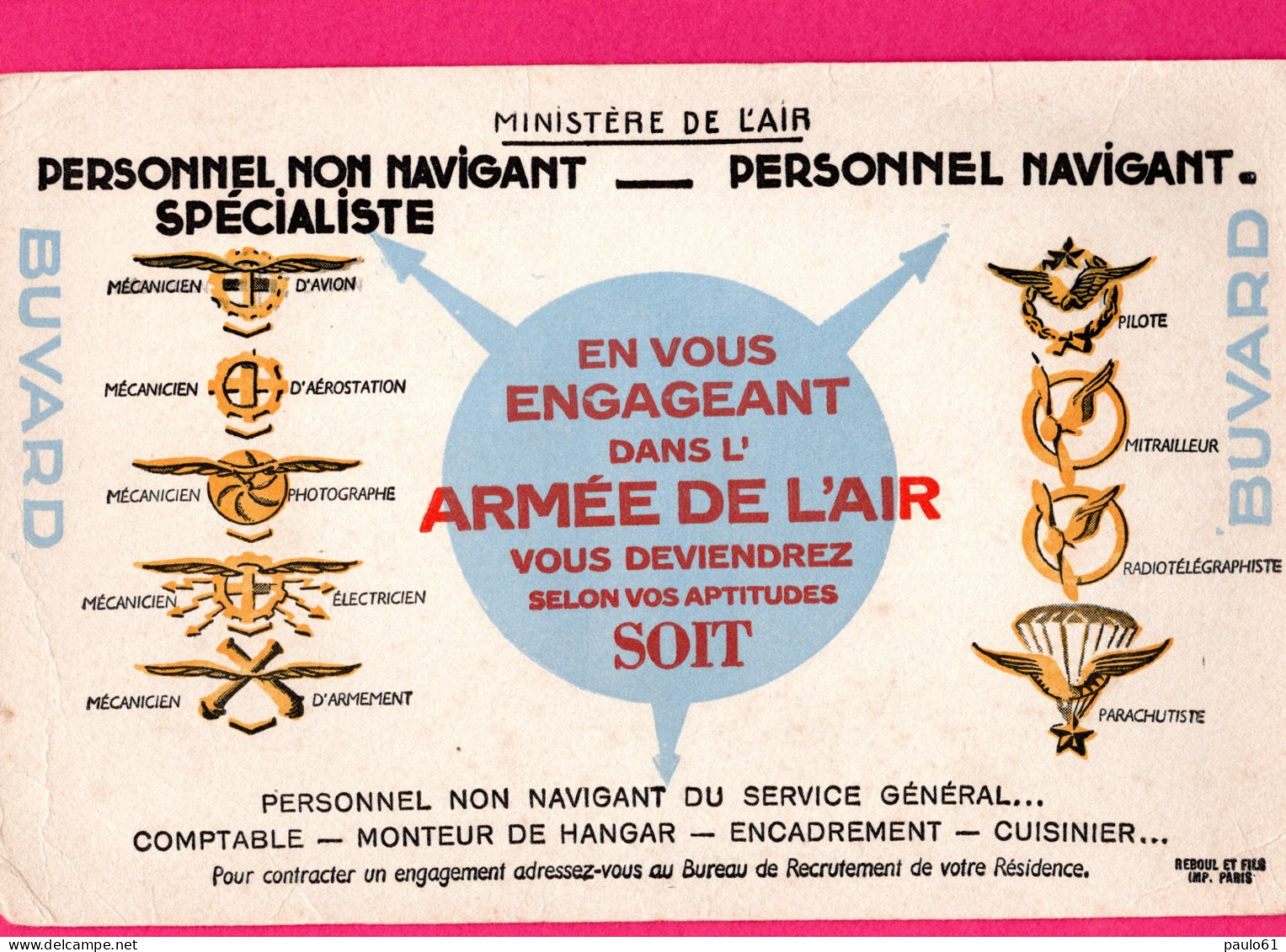 BUVARD & Blotting Paper :  Armée De L'air Militaires - M