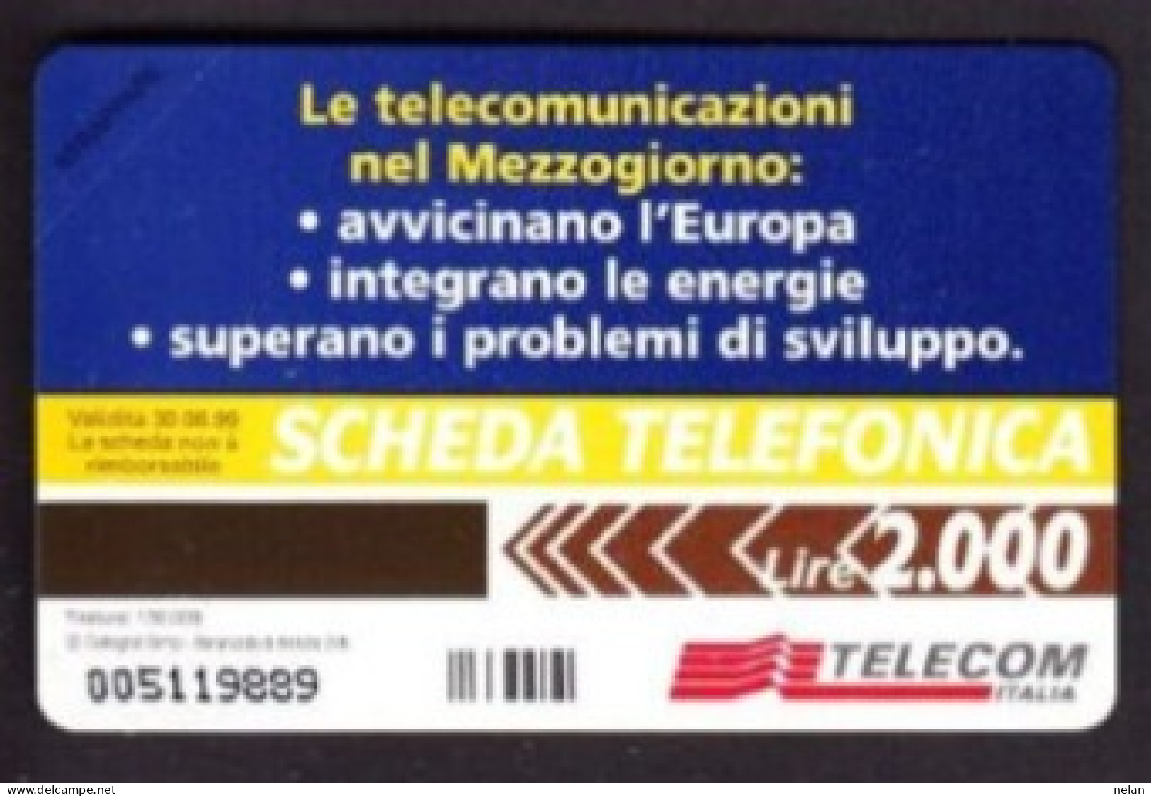 SCHEDA TELEFONICA - ITALIA - TELECOM - NUOVA - LE TELECOMUNICAZIONI NEL MEZZOGIORNO - Öff. Sonderausgaben