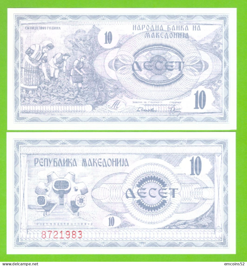 MACEDONIA 10 DENARI 1992 P-1 UNC - Macédoine Du Nord